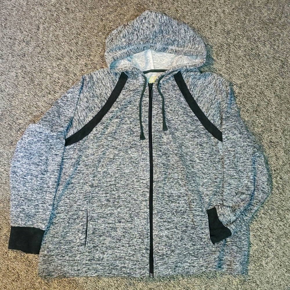 Made for Life Black Heather Zip Up Hooded Hoodie with Front Pockets XL